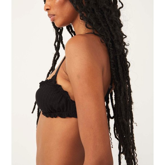 FREE PEOPLE At Home Pointelle Bralette / Black - Picture 2 of 8